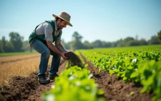 farmer using organic fertilizer to boost nutrient dense flavorful crops