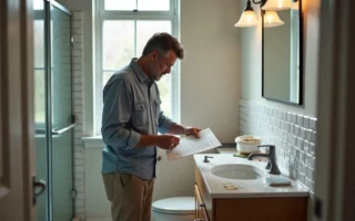 homeowner following essential steps during a complete bathroom remodeling project