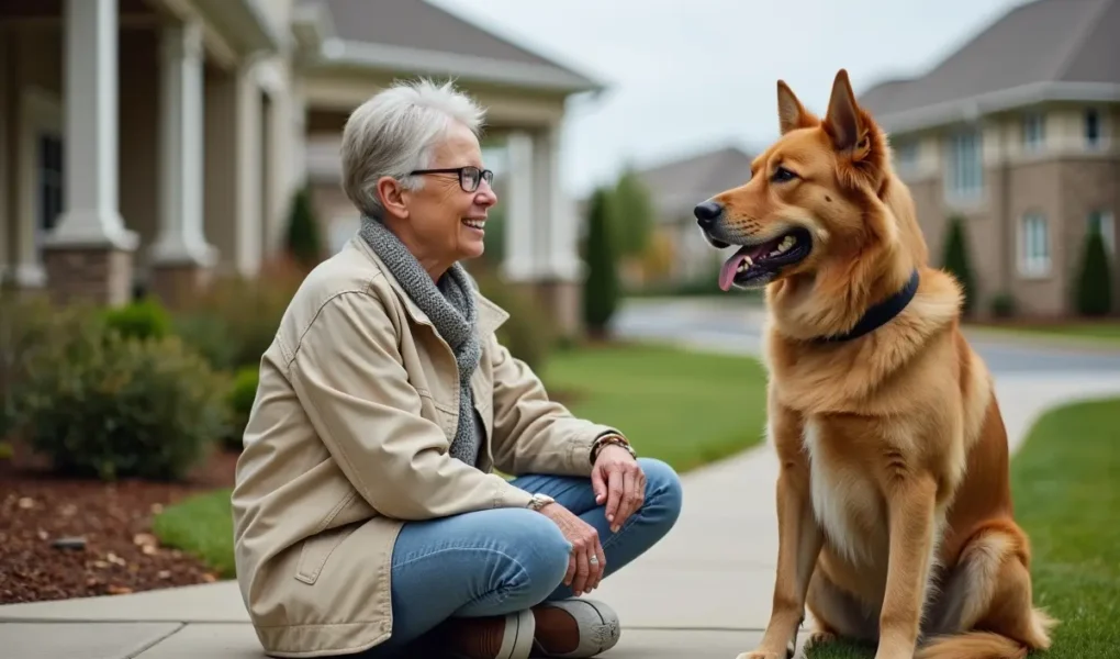 senior pet owner evaluating pet friendly senior living communities