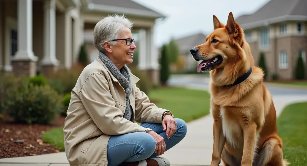 senior pet owner evaluating pet friendly senior living communities