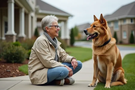 senior pet owner evaluating pet friendly senior living communities